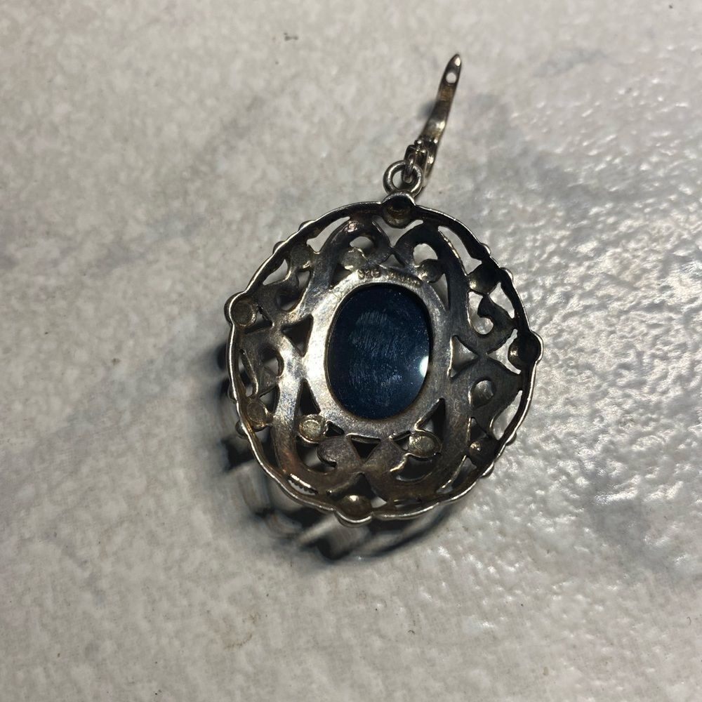 VINTAGE 925 silver Marcasite Cameo Pendant/Charm - Picture 3 of 3